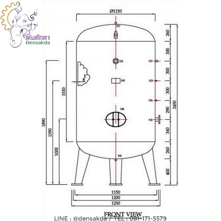 รูปตัวอย่าง **AIR TANK 2,000 Litrees ถังเก็บลม 2,000 ลิตร