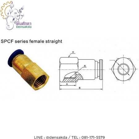 รูปตัวอย่าง **ข้อต่อตรงเสียบสายลมเกลียวใน Model : SPCF